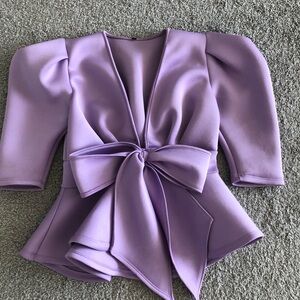 Lavender peplum top with Bow